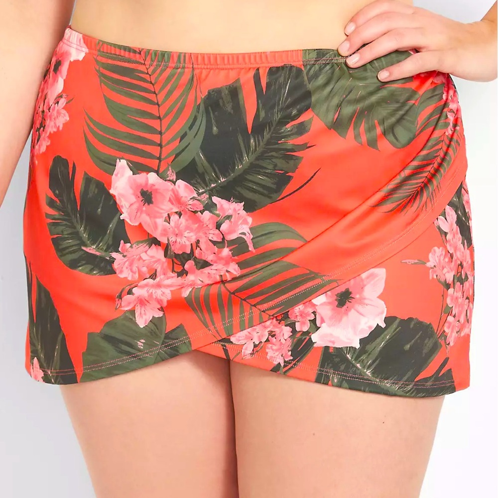 Faux-Wrap Swim Skirt